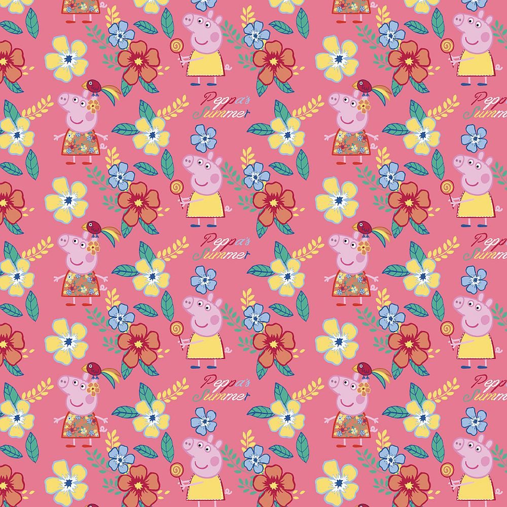 larissastoffe Stoff Lizenzstoff Peppa Wutz Baumwollstoff Webware rosa, Meterware, 50 cm x 140 cm