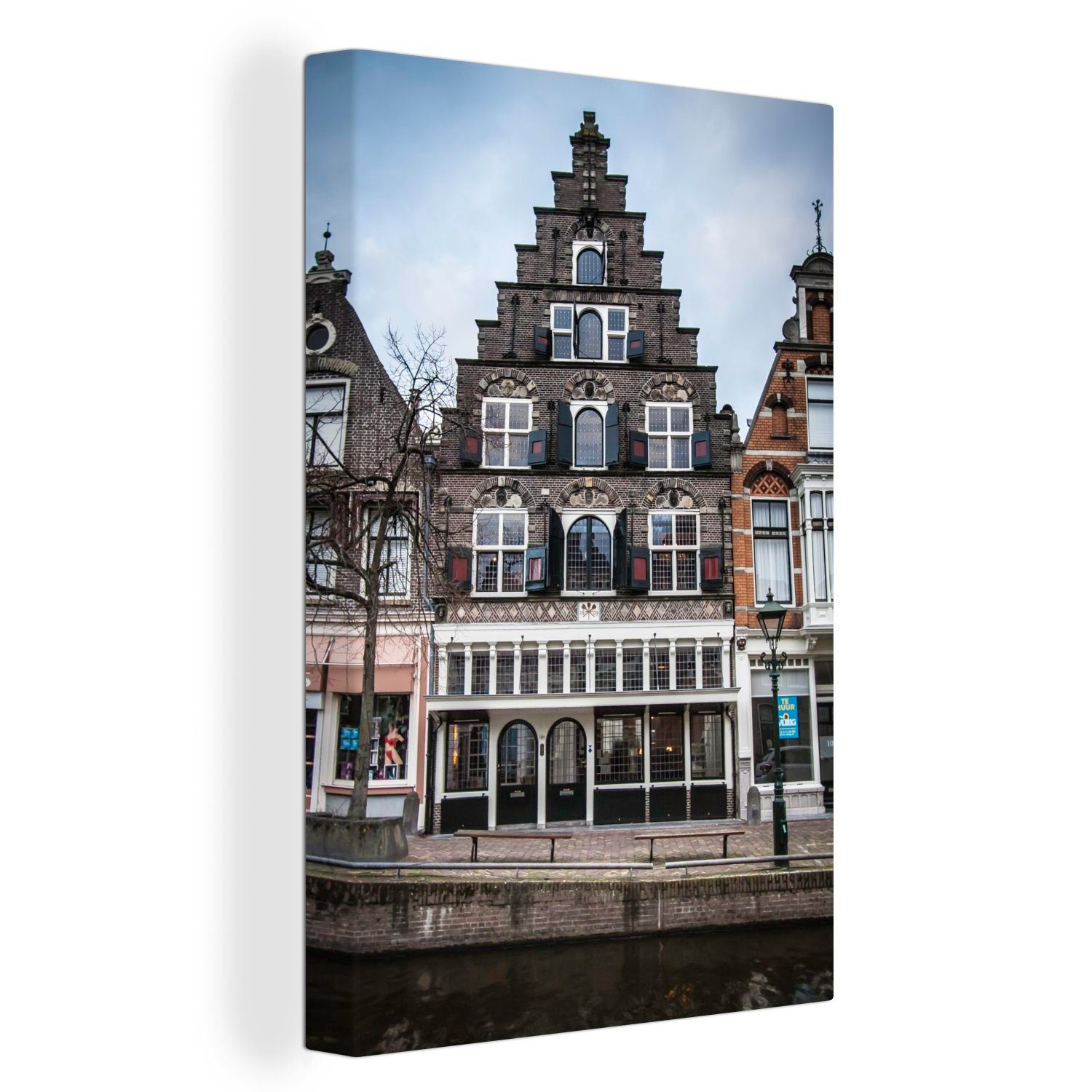 Huizen bespannt cm - Zackenaufhänger, inkl. Leinwandbild Leinwandbild fertig - OneMillionCanvasses® Alkmaar (1 Zentrum, Gemälde, St), 20x30