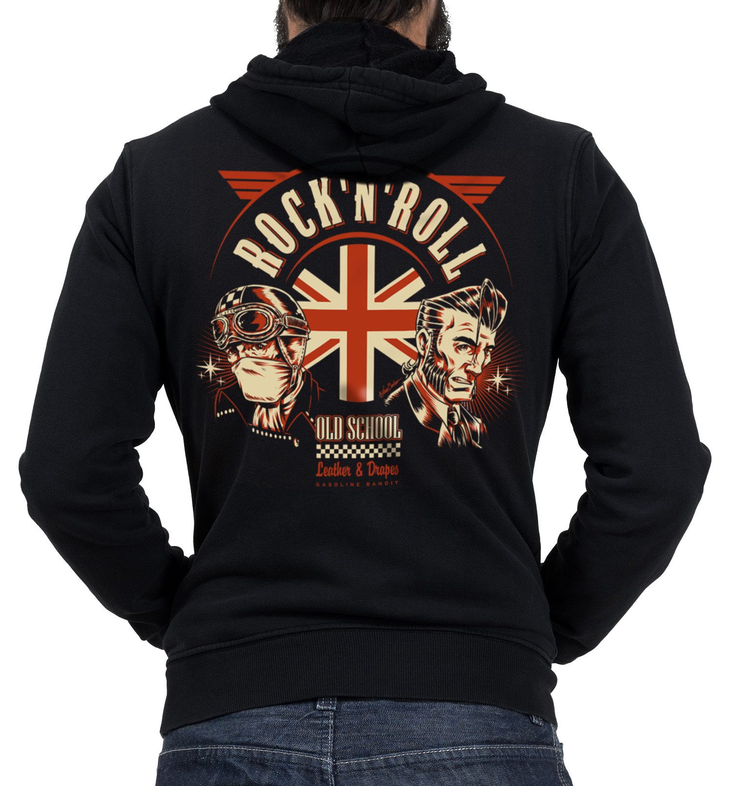 Kapuzensweatjacke für Rock'n Roll, Motorrad und Oldtimer Fans: Old School