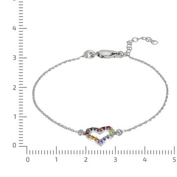 Zeeme Armband 925/- Sterling Silber Zirkonia Herz Kristalle