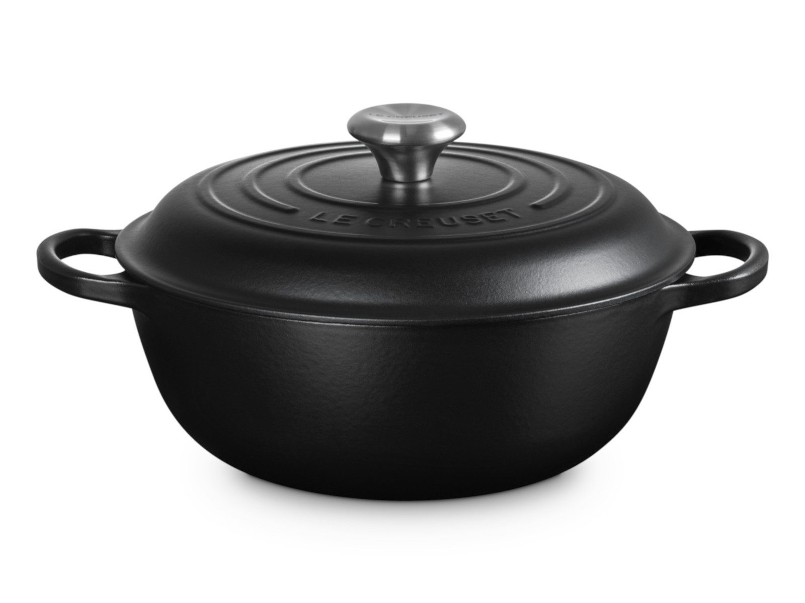 LE CREUSET Bräter Stew Pot Signature rund schwarz matt 26cm, Emailliertes Gusseisen