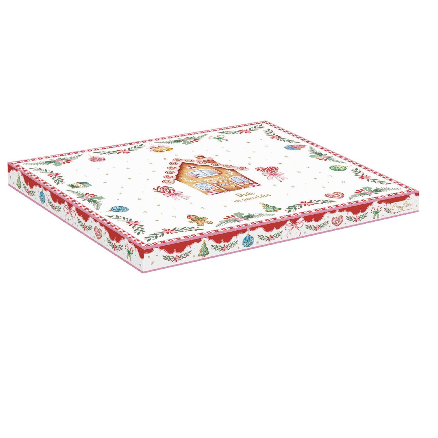 EasyLife Servierplatte Sweet Christmas, Porzellan, Spülmaschinengeeignet, Mehrfarbig, Lebkuchenhaus, H: cm