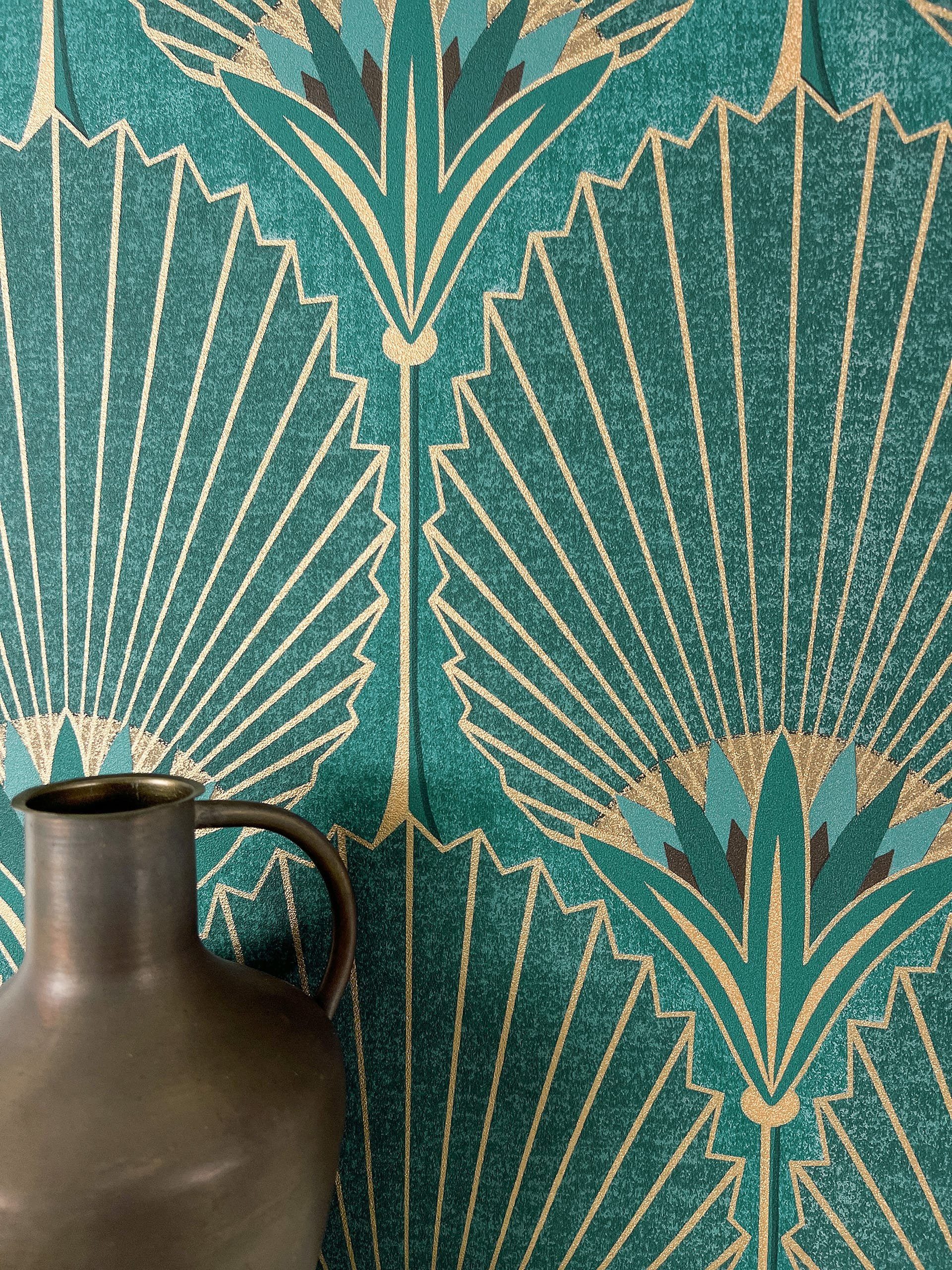 Newroom Vliestapete, Petrol Tapete Modern Ornamente günstig online kaufen