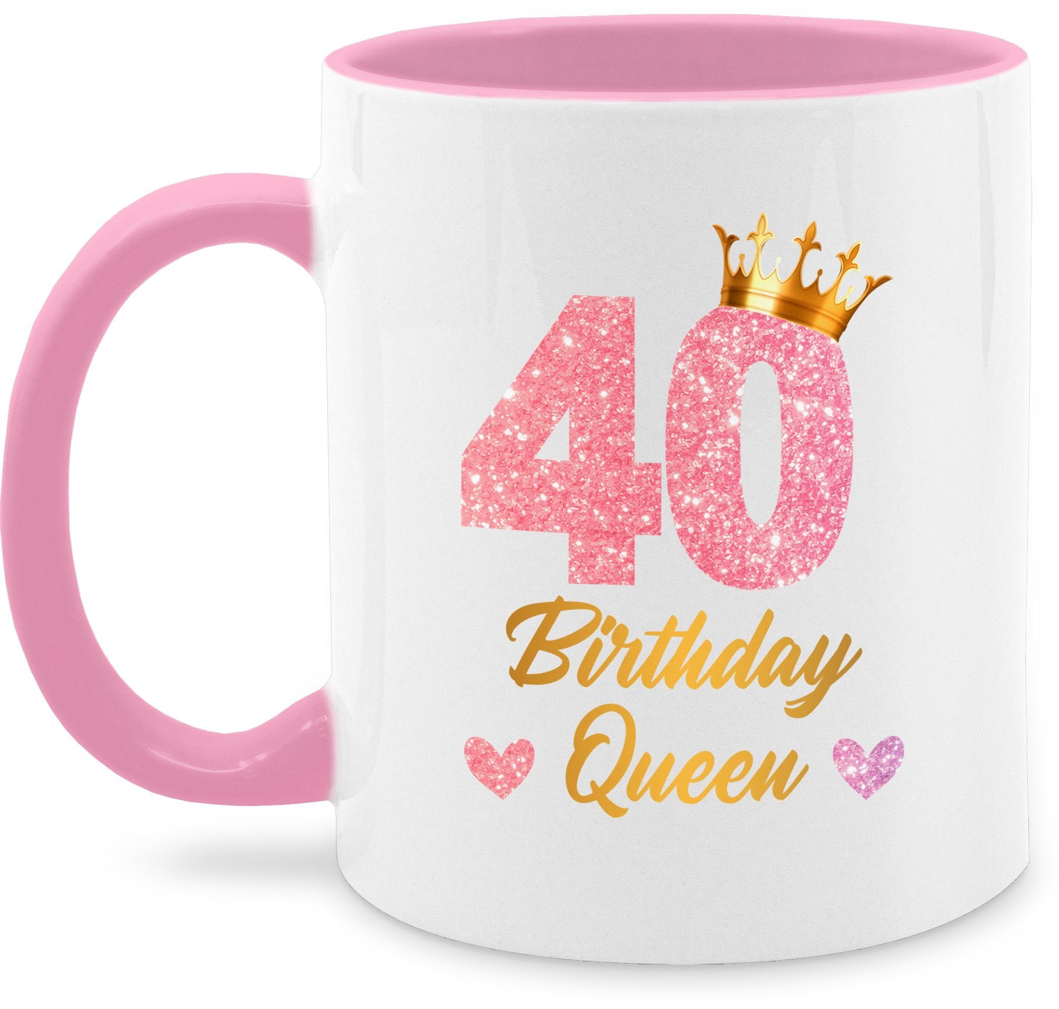 Shirtracer Tasse 40 Birthday Queen Geburtstags Königin Geburtstagsgeschenk 40, Keramik, 40. Geburtstag Tasse 1 Rosa