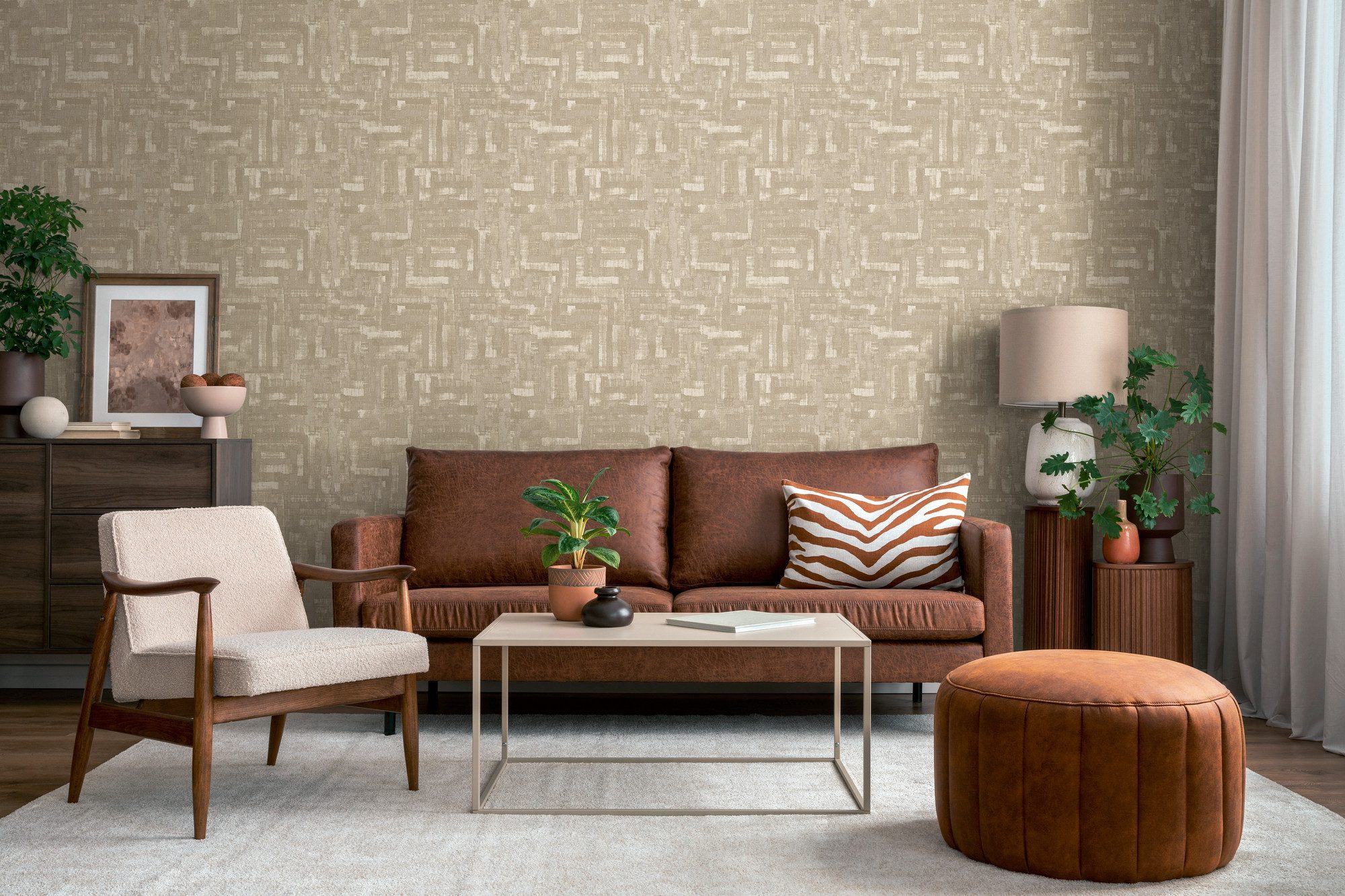 living walls Vliestapete Strukturtapete Leinen diverse Farben Geometrisch, strukturiert, Leinenoptik, (1 St)