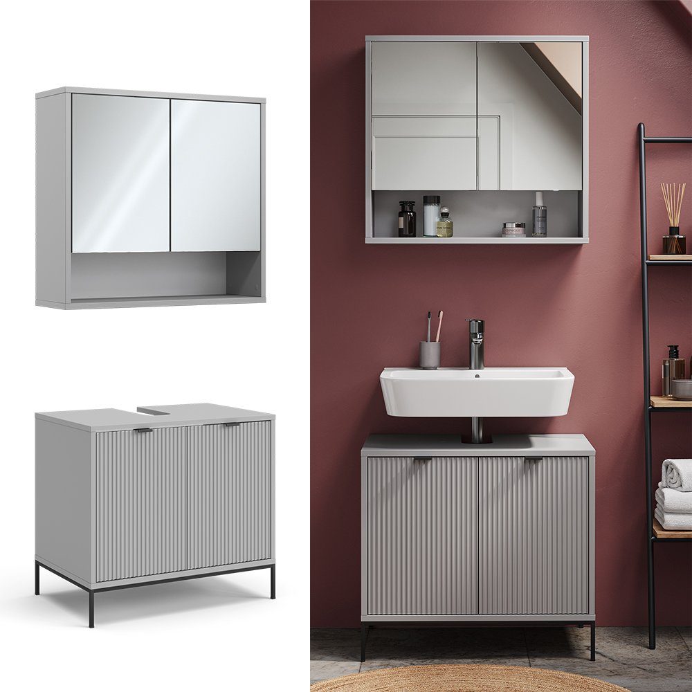 Vicco Badmöbel-Set Eliza, Grau, 2 Teile, günstig online kaufen
