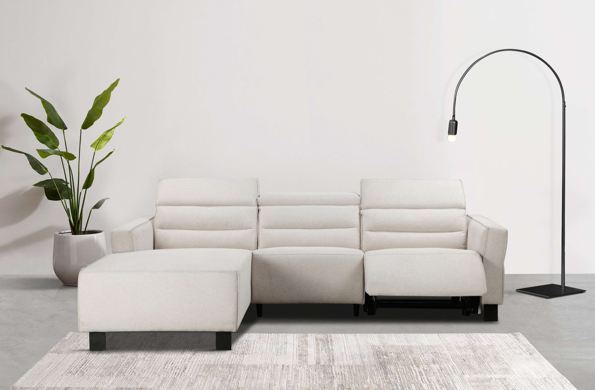 Home affaire Ecksofa Carpari, L-Form, 263 cm, manuelle o. elektrische Relaxfunktion, USB A/C und Kopfteilverstellung