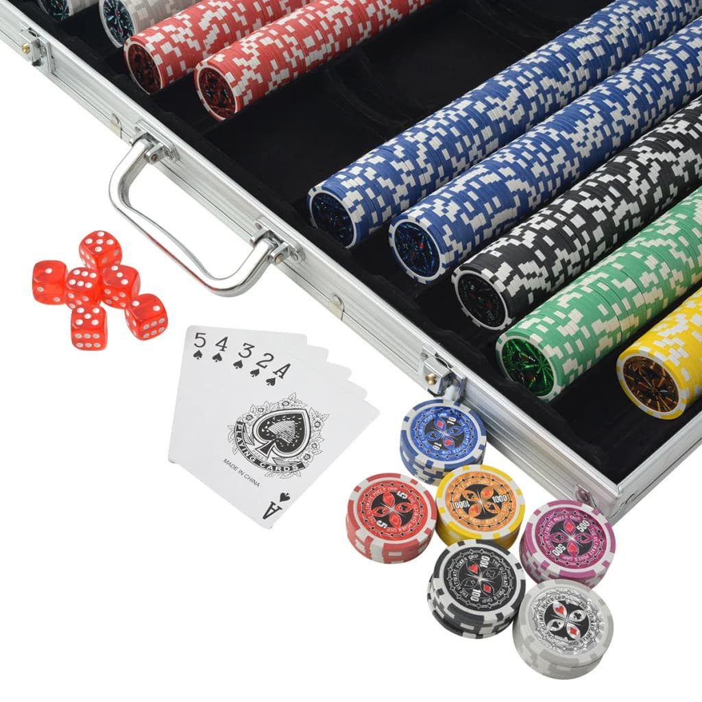 vidaXL Spiel Poker Set mit 1.000 Laserchips Aluminium
