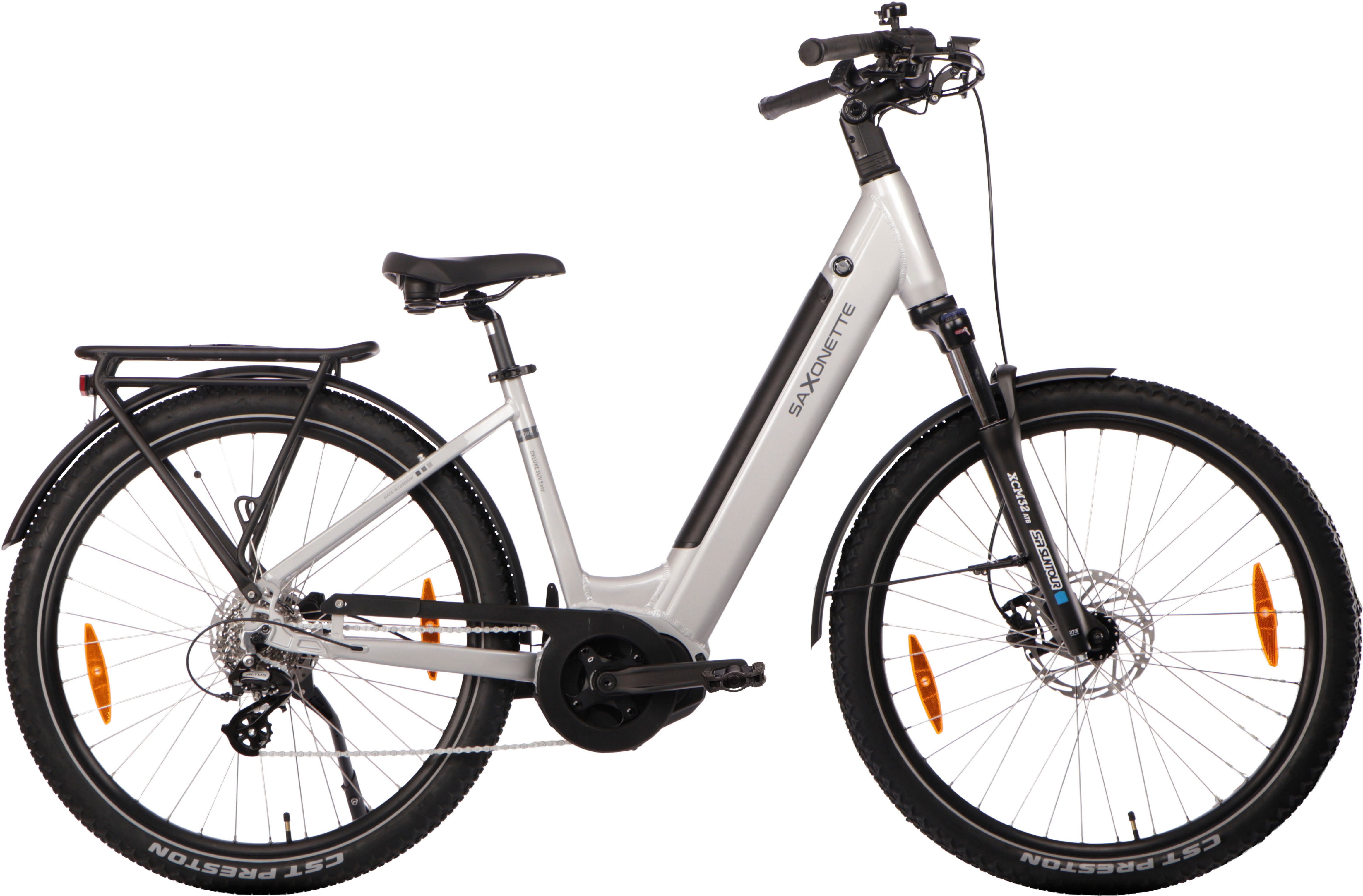 SAXONETTE E-Bike Trekkingrad SAXONETTE Trekkingrad Deluxe SUV easy (Wave), 8 Gang Shimano ALTUS-8 Gänge Schaltwerk, Kettenschaltung, Mittelmotor, 522 Wh, (Packung), (mit integr. Akku), Elektrofahrrad für Damen u. Herren