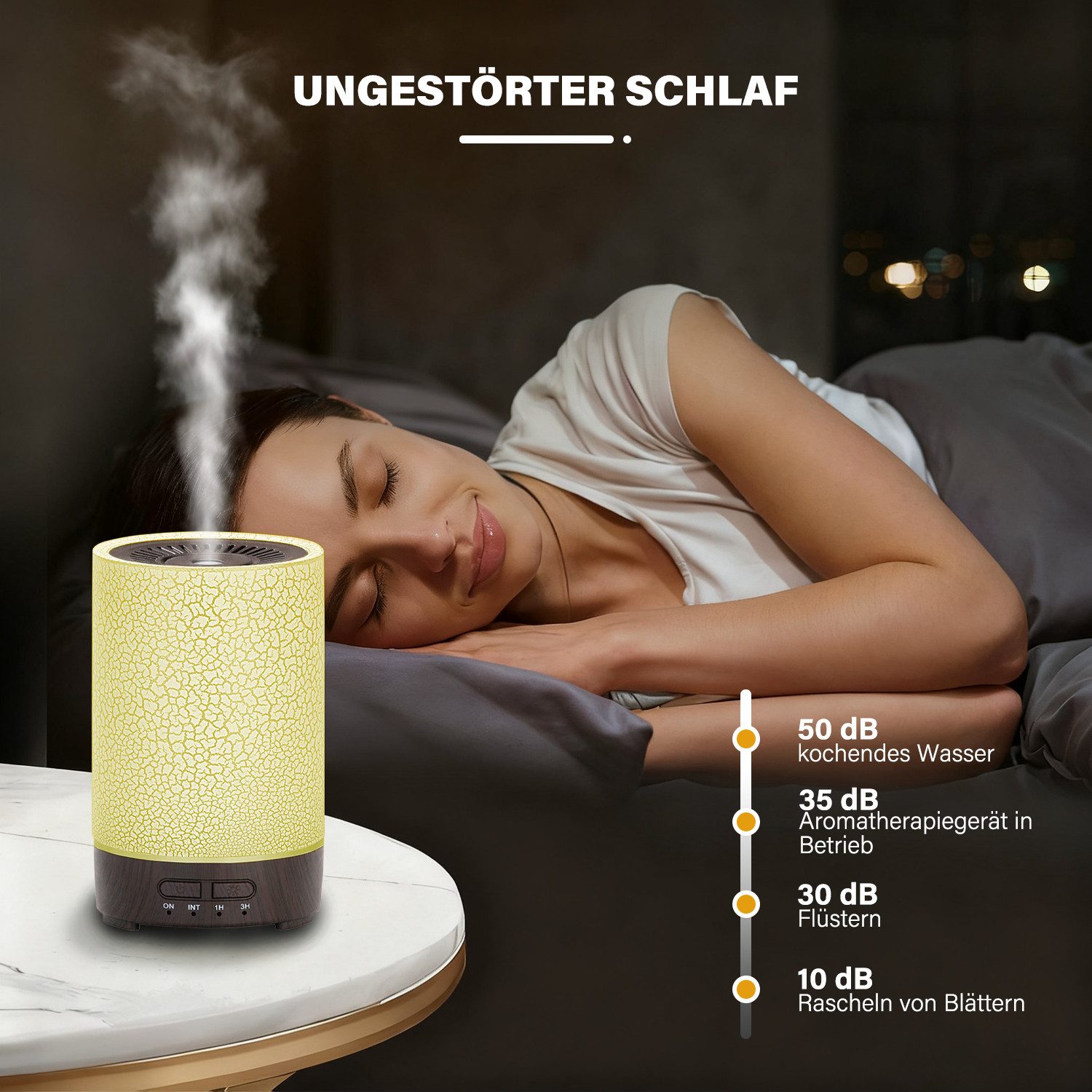 MOPUEA Luftbefeuchter Aroma Diffuser Nachtlicht Multifunktion Ultraschall-Technologie, Aromatherapie ARIA Aroma Diffuser Dunkles Holz