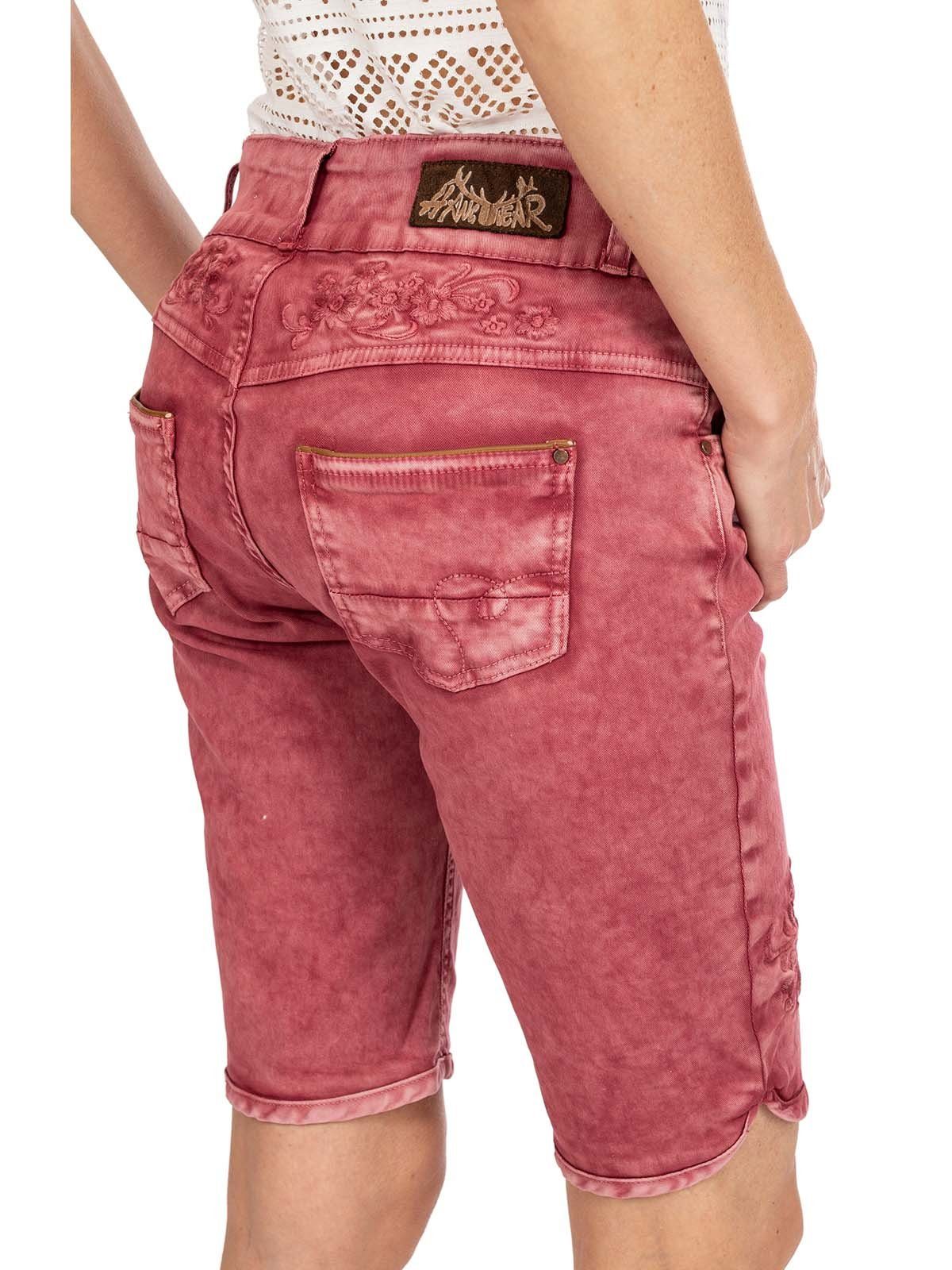 Trachtenhose OVIDA Bermuda Hangowear Jeans weinrot
