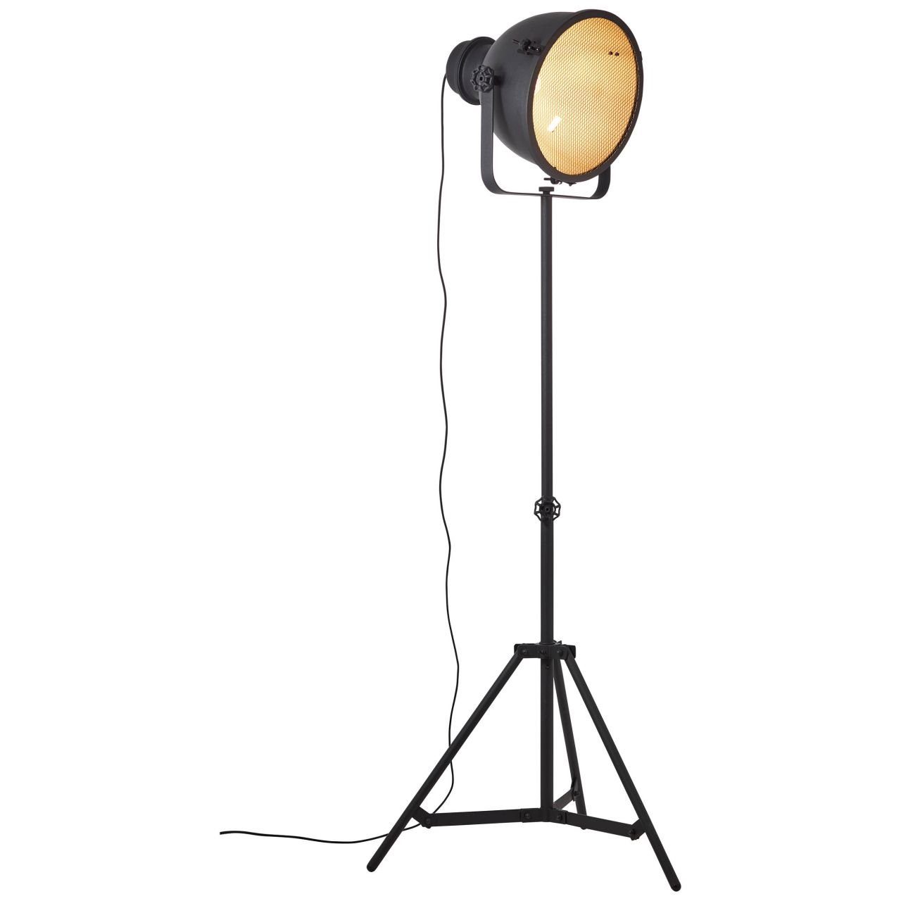 preisstrategie Brilliant Stehlampe Metall, cm Leuchtmittel, Ø E27, Dreibein, ohne schwenkbar, 69cm, Kiki, korund 165 Höhe, schwarz
