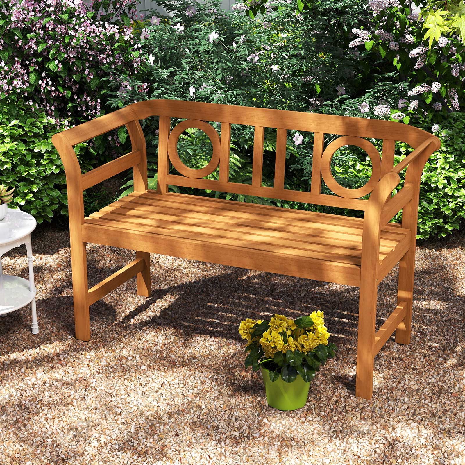 COSTWAY Gartenbank, Akazienholz 2-Sitzer wetterfest Sitzbank mit Armlehnen 100cm