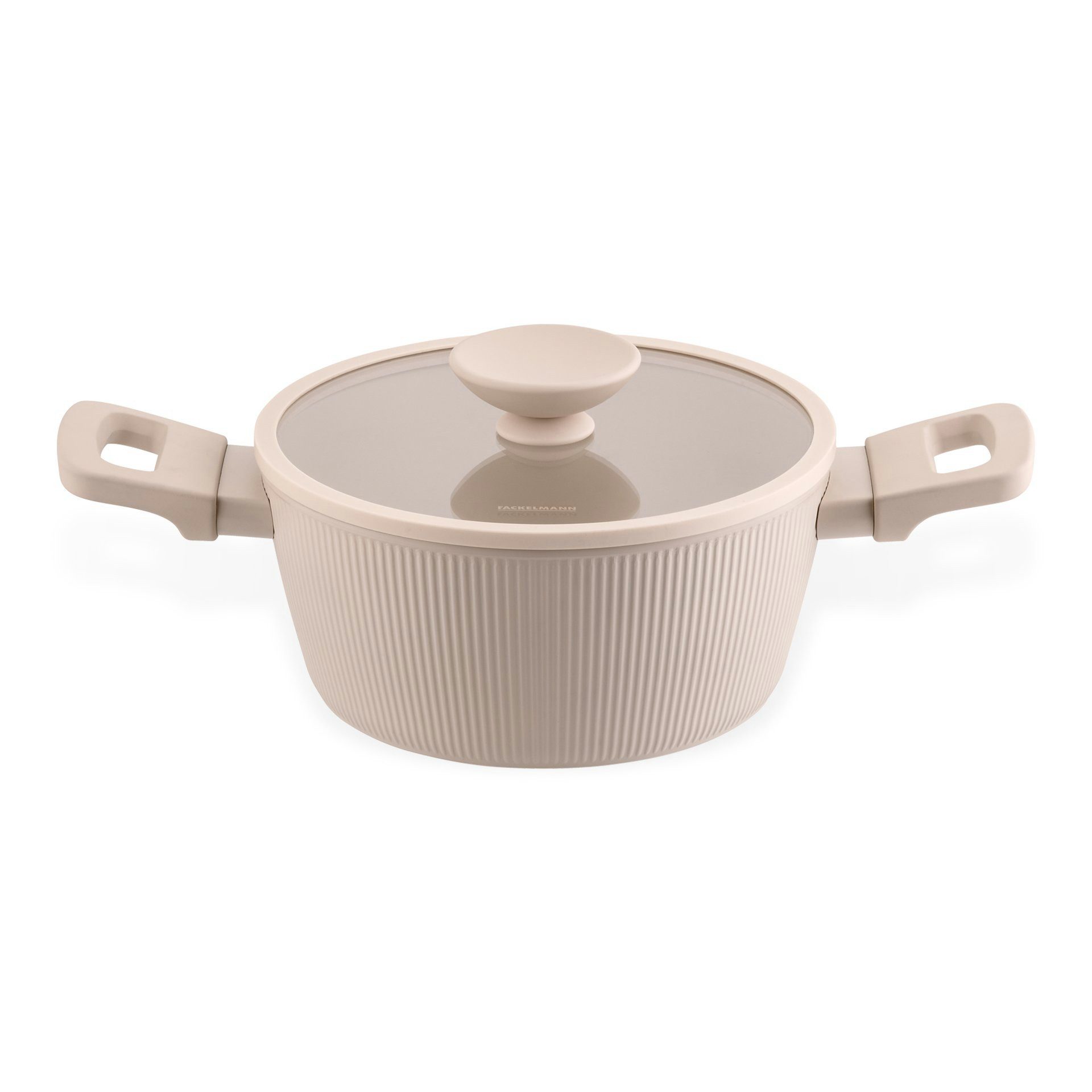 FACKELMANN Kochtopf mit Deckel, Kochgeschirr, Aluminiumtopf, Pastell-Beige