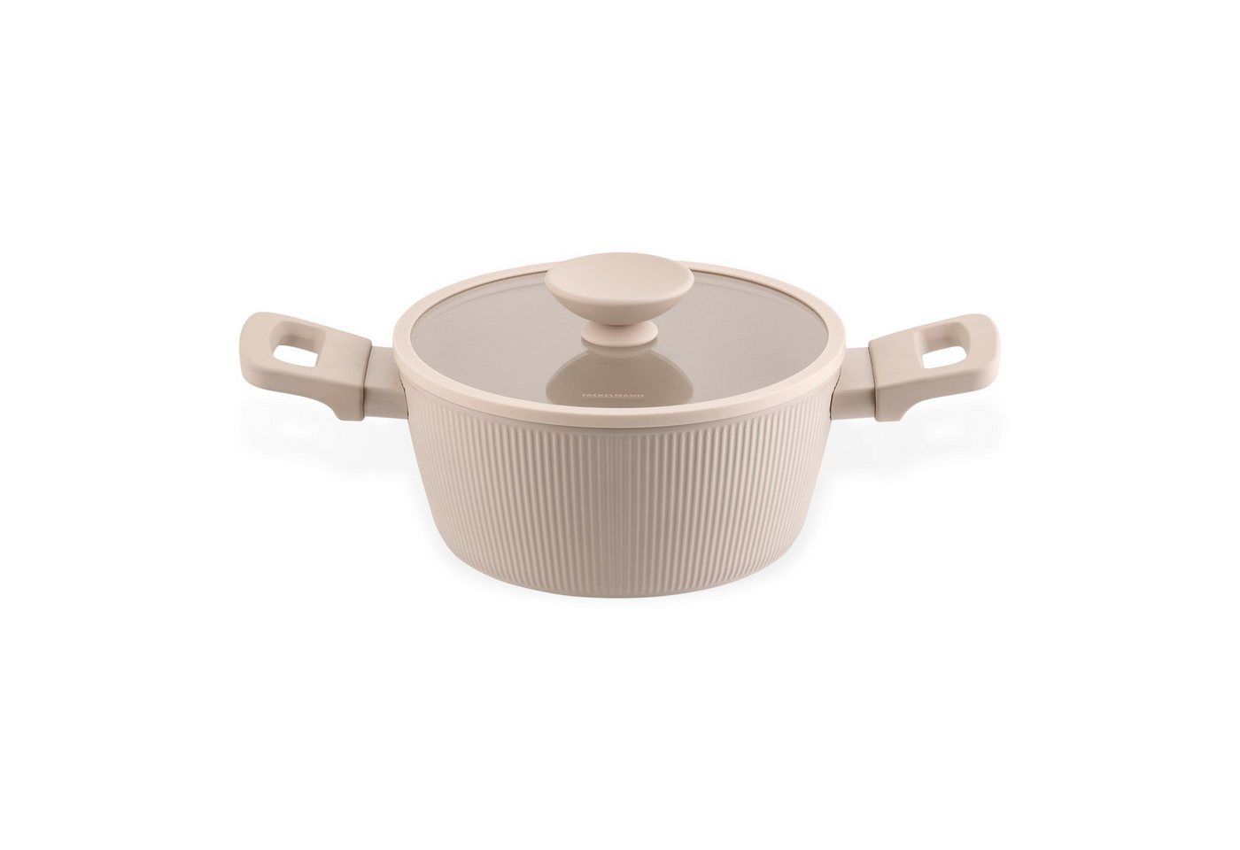 FACKELMANN Kochtopf mit Deckel, Kochgeschirr, Aluminiumtopf, Pastell-Beige