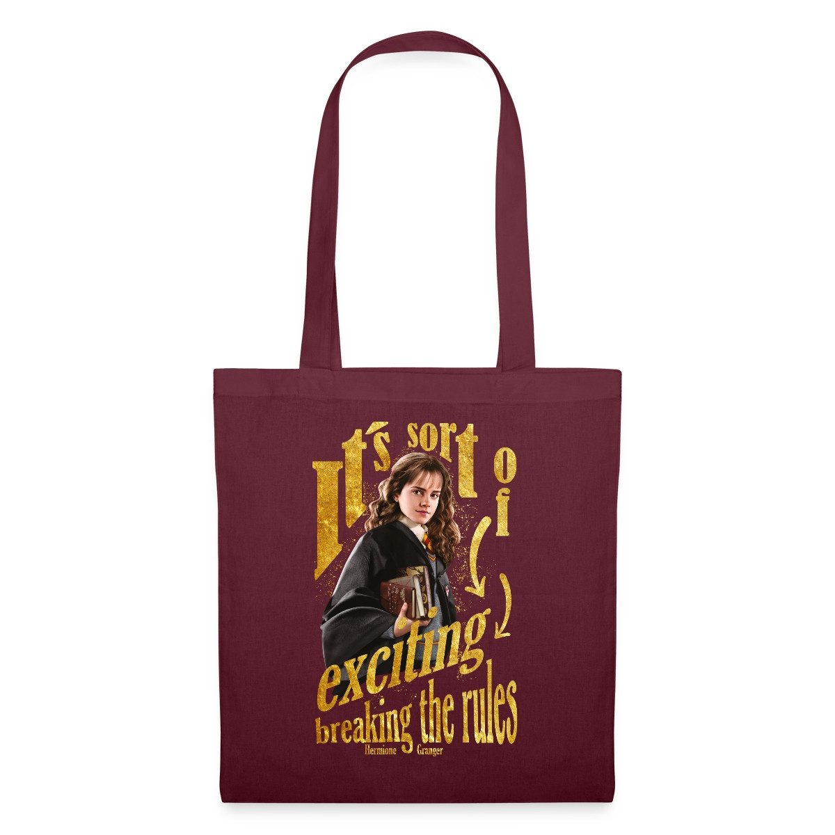 Spreadshirt Henkeltasche Harry Potter Hermine Spruch Regeln Brechen Stoffbeutel (1-tlg)