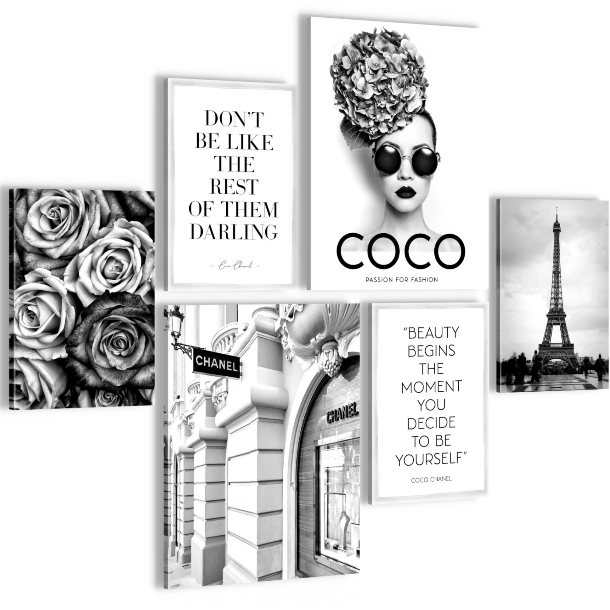Novart Wandbild Fashion Coco KEIN EXTRA RAHMEN BENÖTIGT Modern Deko Mädchen Teenager, 102L x 84B cm