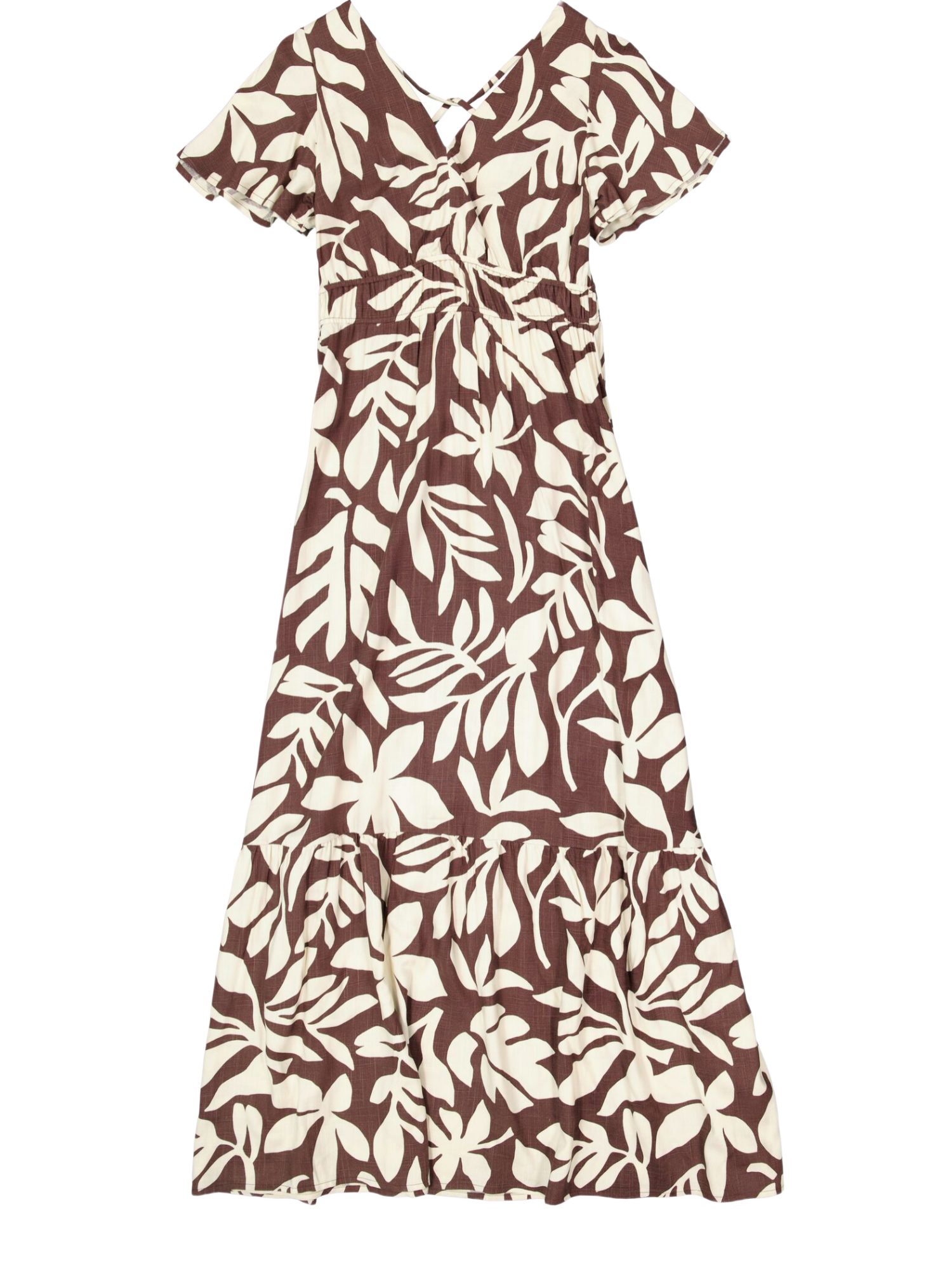 Garcia Partykleid braun,Freizeit,Viskose,Allover-Print,V-Ausschnitt,Kurz,Regular Fit