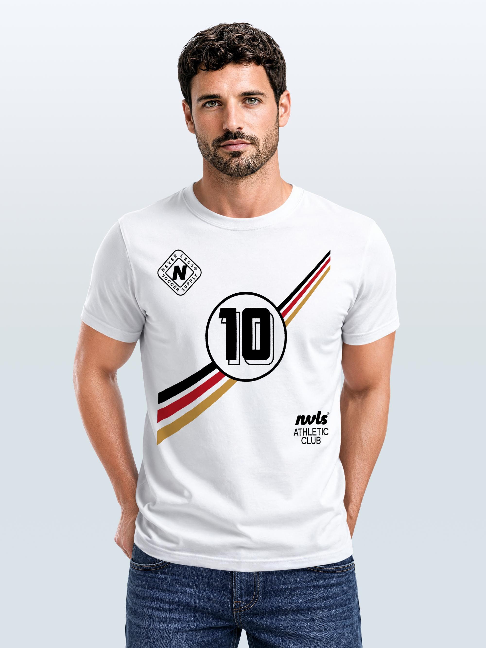Neverless Print-Shirt Herren T-Shirt Frontprint - Fussball Design German Trikot - mit Print
