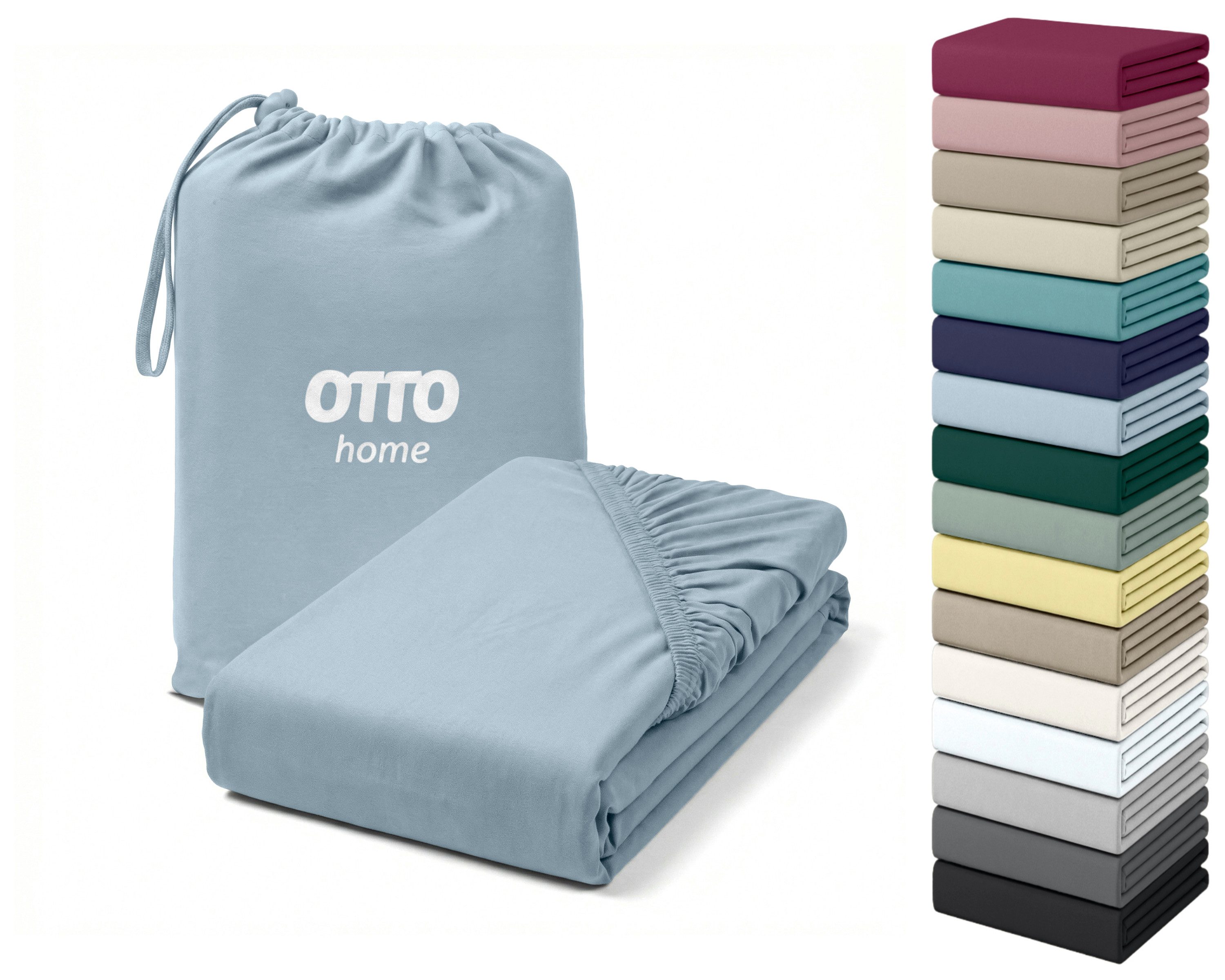 OTTO home Spannbettlaken Cremona, Basic & Premium Qualität mit Elasthan, Jersey (180 g/m), Gummizug: rundum, (1 Stück), Bettlaken für Matratzen von 20-25 cm Höhe, 96% Baumwolle & 4% Elasthan