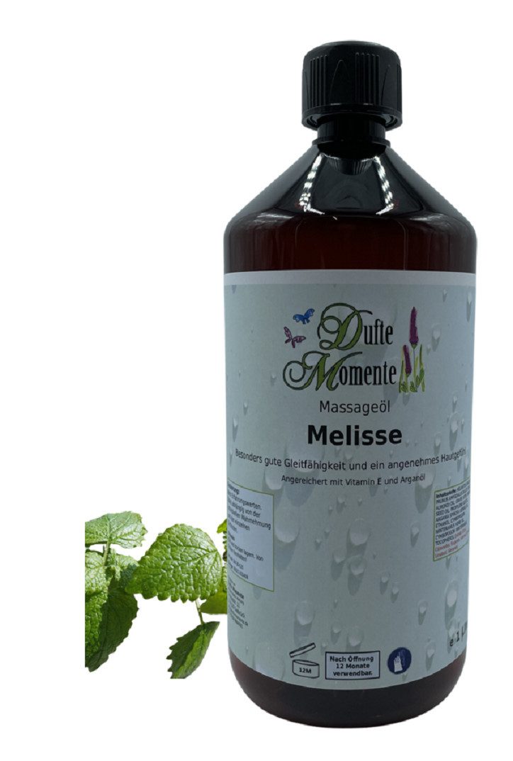 Dufte Momente Massageöl Melisse 250ml - 3 L, hochwertige Pflanzenöle als Basis, vegan und ohne Tierversuche