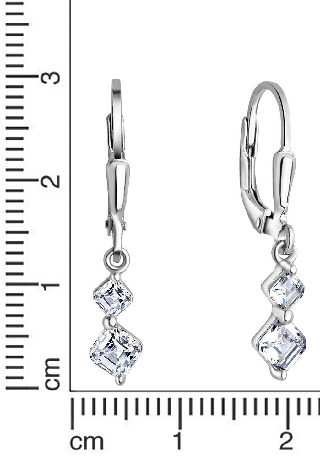 Firetti Paar Ohrhänger Schmuck Geschenk Silber 925 Ohrschmuck Patentbrisur Glitzer, mit Zirkonia (synth)