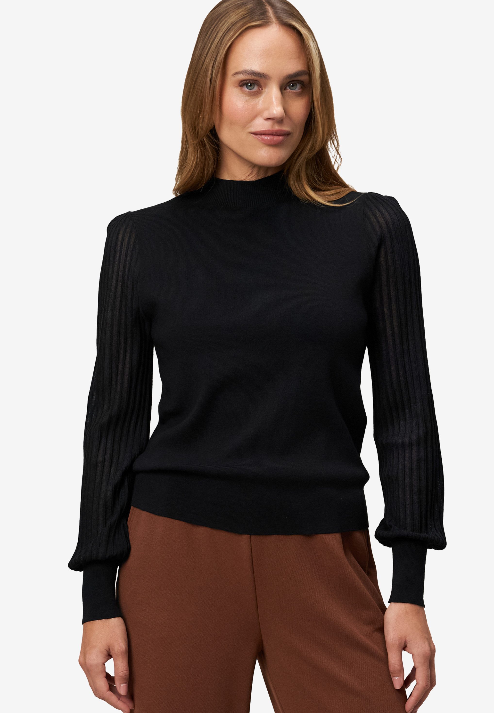Zero Strickpullover mit transparenten Ärmeln