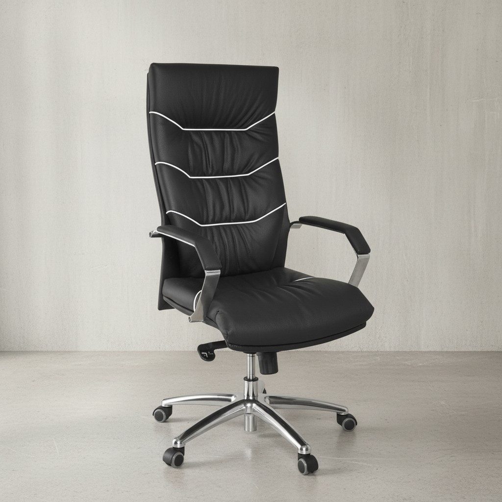 KADIMA DESIGN Chefsessel XXL Chefsessel Kanzas, Komfortabler Premium Echtleder Bürostuhl (Armlehnen, Armlehnen gepolstert, Kopfstütze, Drehbar, Höhenverstellbar, Anti-Shock-Funktion, Multiblock-Mechanik, Lendenwirbelstütze)