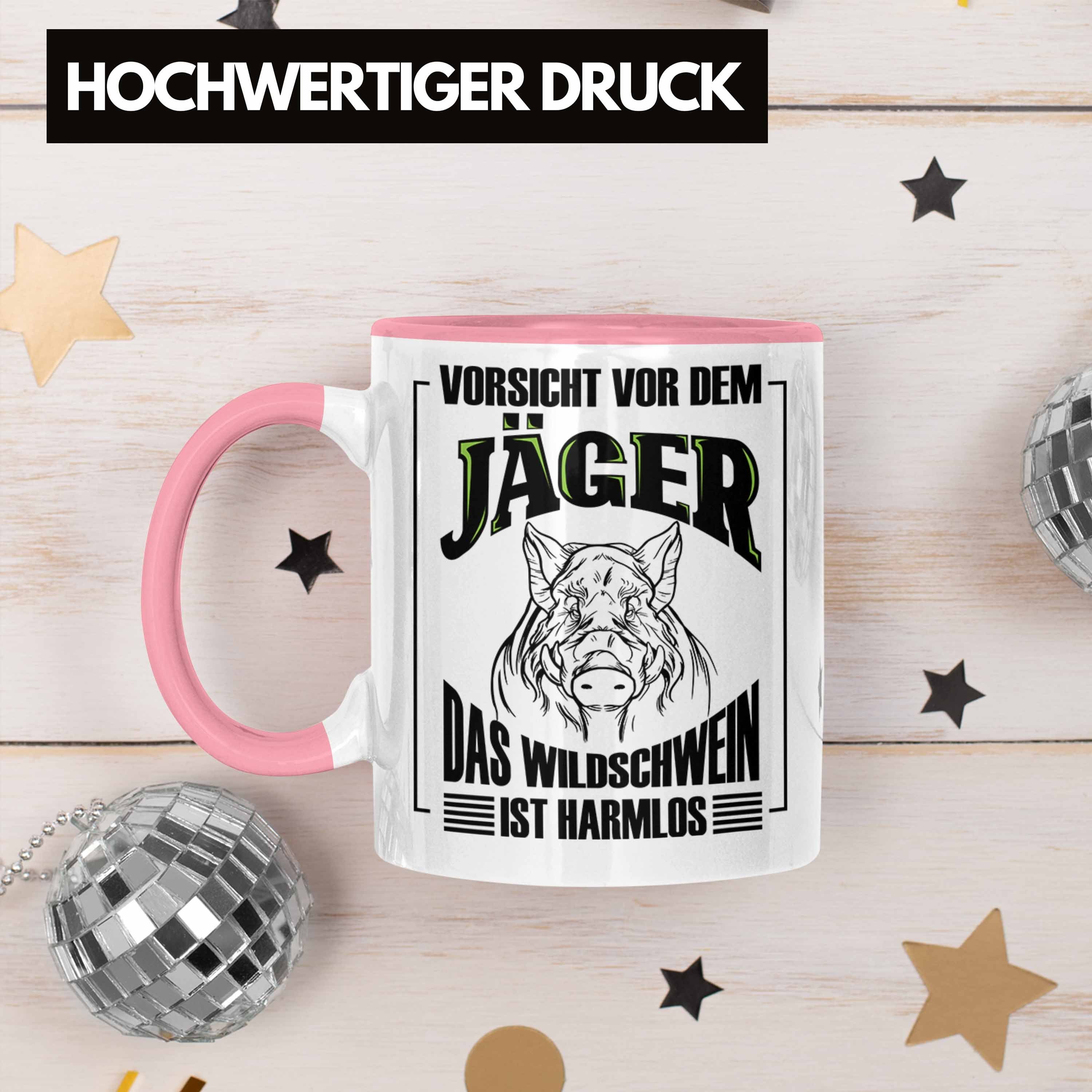Tasse Geschenk Trendation Lustige Jagd Wildschwein Jäger Rosa Geschenkidee Spruch für Tasse
