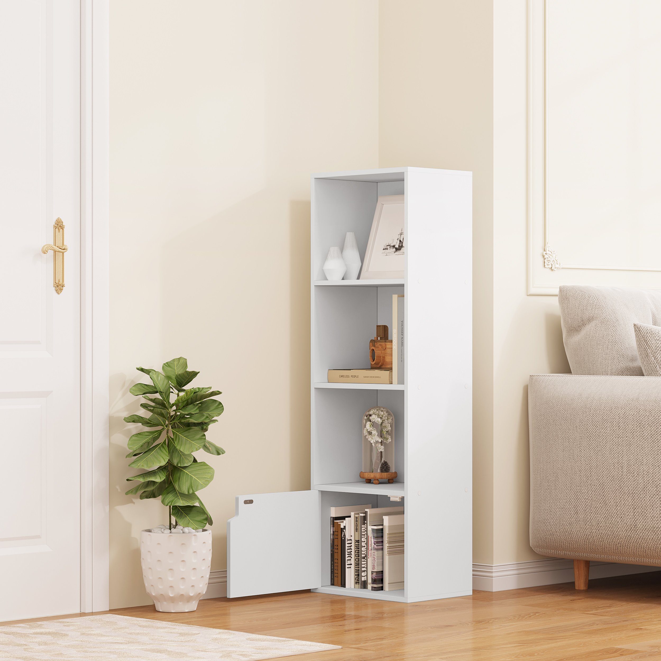 EUGAD Bücherregal, 1-tlg., mit 4 Fächern 1 Tür, Würfelregal aus MDF günstig online kaufen