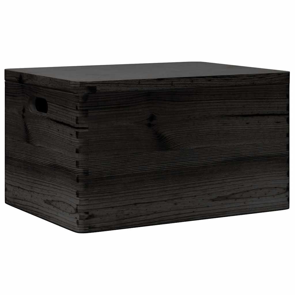vidaXL Aufbewahrungsbox 40 x 30 x 23 cm Holzkiste mit Deckel und Griffen Schwarz 40x30x23 cm M