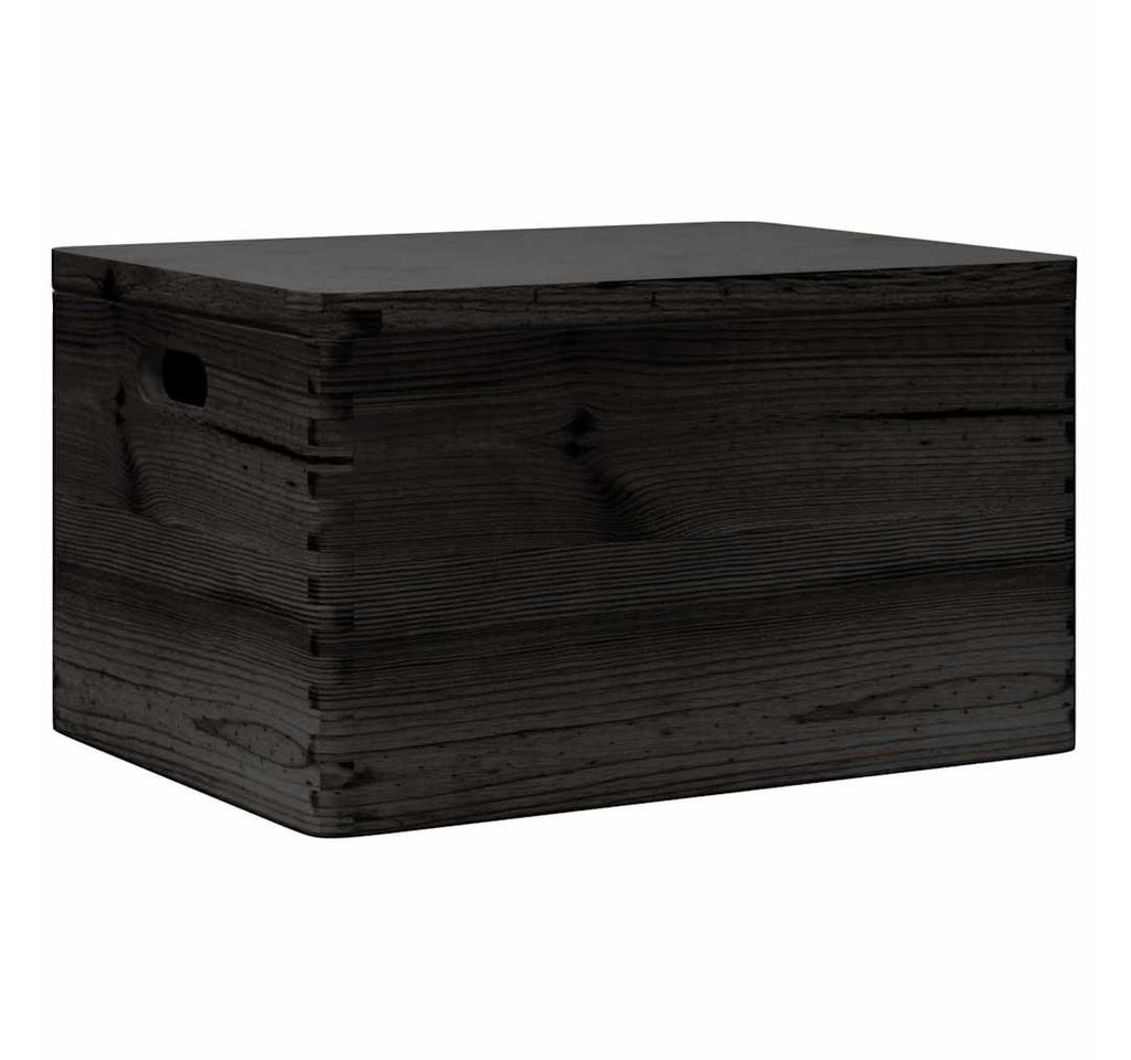 Thumbnail - vidaXL Aufbewahrungsbox Holzkiste mit Deckel und Griffen Schwarz 40x30x23 cm Massivholz