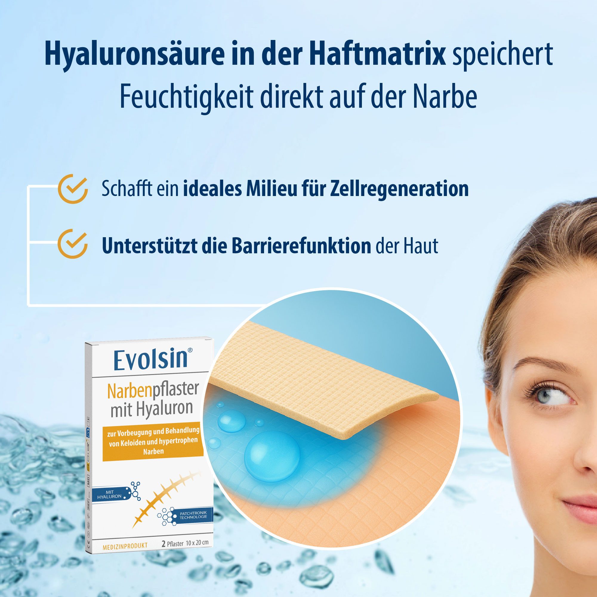 Evolsin Wundpflaster Evolsin Narbenpflaster mit Hyaluron & Patchtronik (2 St)