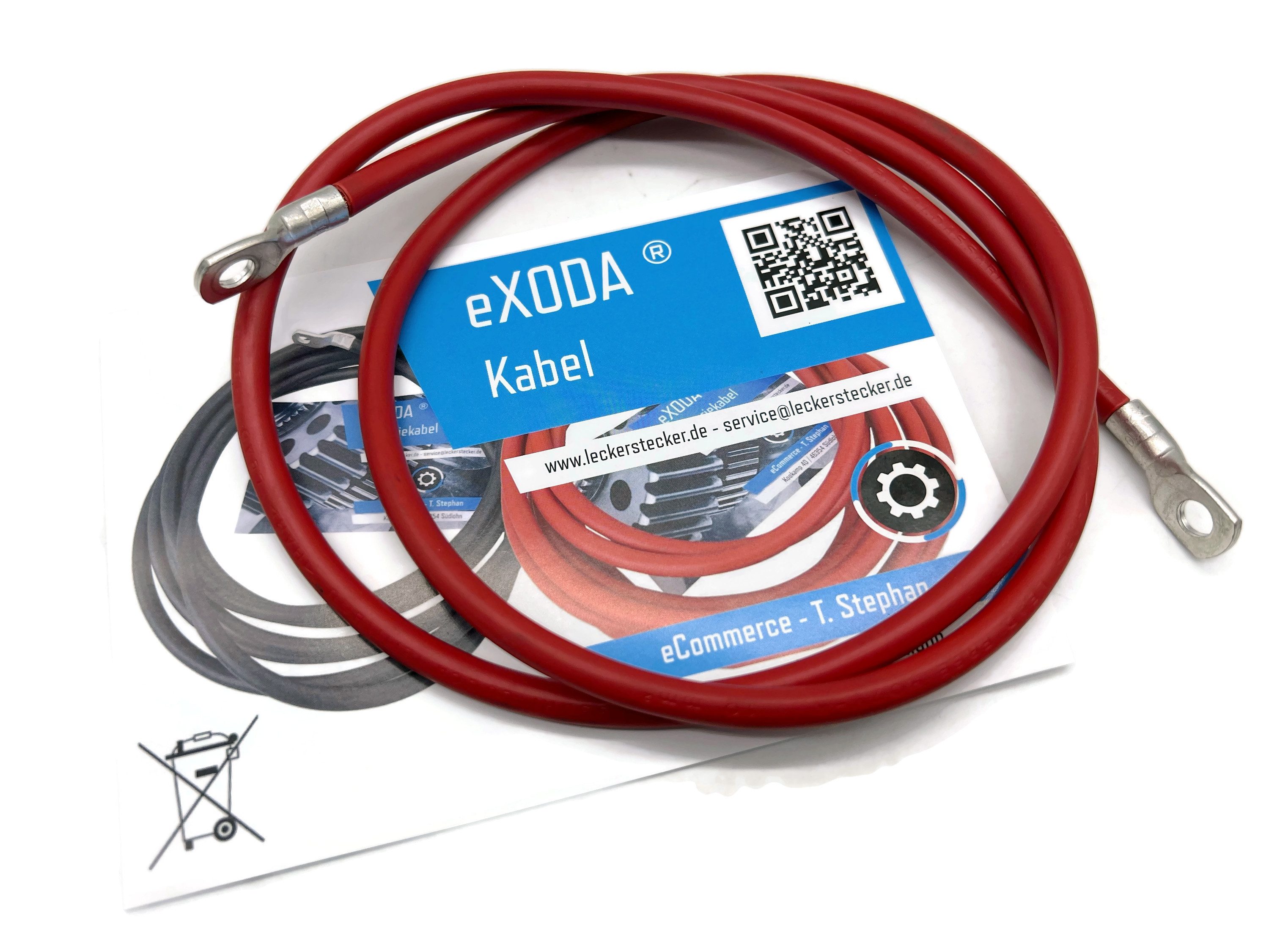 Câble Batterie EXODA 50cm - Cuivre 70mm² Avec Cosses M6 - Pour Voiture, Moto, Solaire