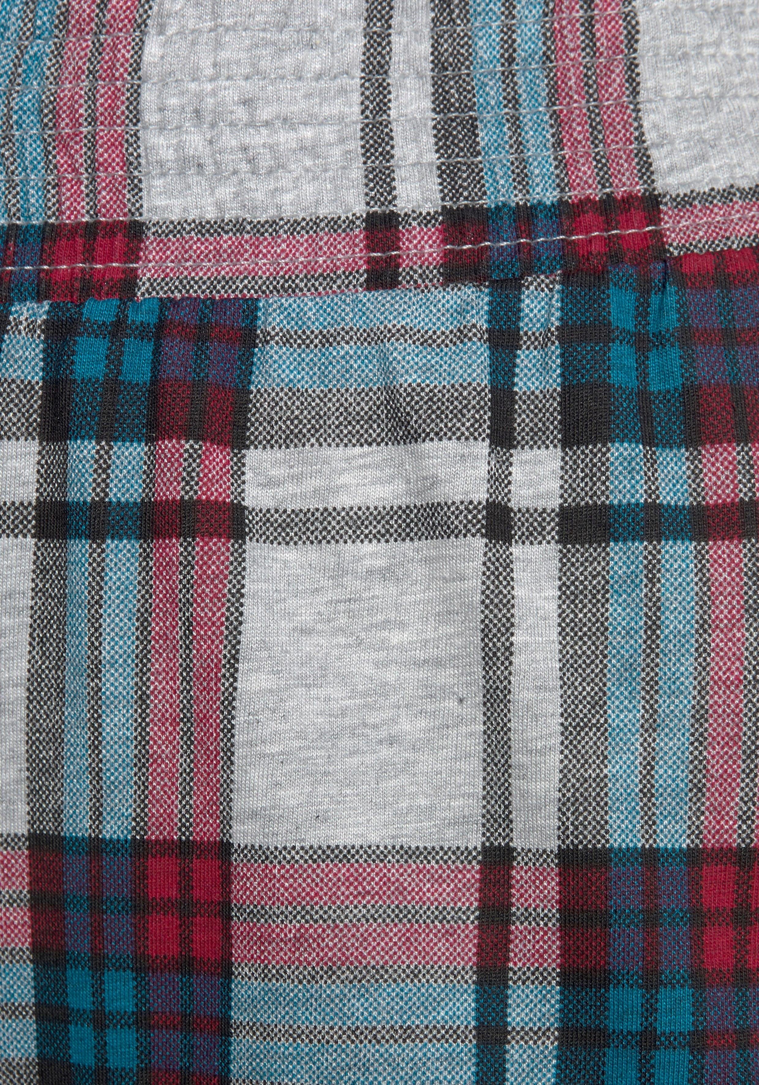 Allover-Muster s.Oliver weiß-petrol-weinrot im Pyjamahose Bund mit elastischem