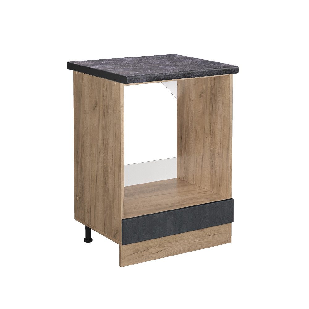 Vicco Herdumbauschrank R-Line Schwarz Beton/Goldkraft Eiche 60 cm AP Marmor günstig online kaufen