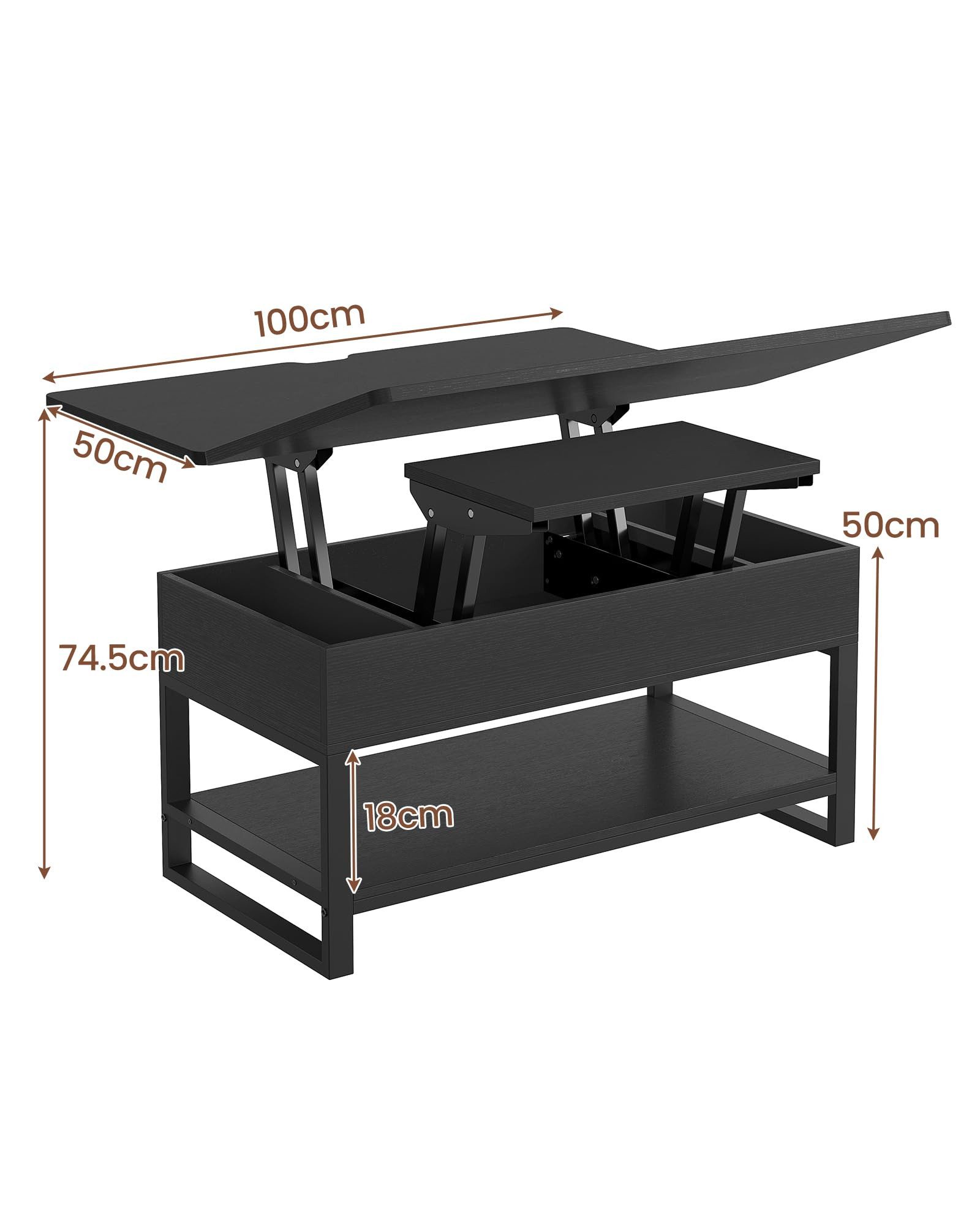 MSMASK Couchtisch höhenverstellbare, 3-in-1 Multifunktionaler Wohnzimmertis günstig online kaufen
