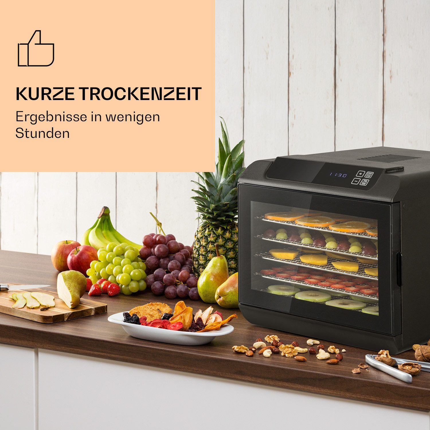 Klarstein Dörrautomat Arizona Jerky 500 W, Dörrautomat groß für Pilze Obst Trockner Dörrgerät Dehydrator – Bild 2 von 5