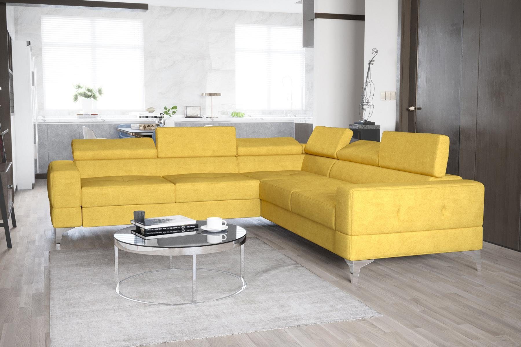 Couch JVmoebel Textil Ecksofa, Wohnzimmer Design Ecksofa L Gelb Polsterung Sofas Form