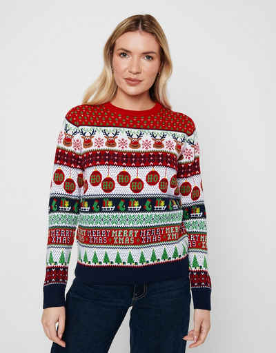 Threadbare Weihnachtspullover Ladies THB Reindeer Christmas Jumper