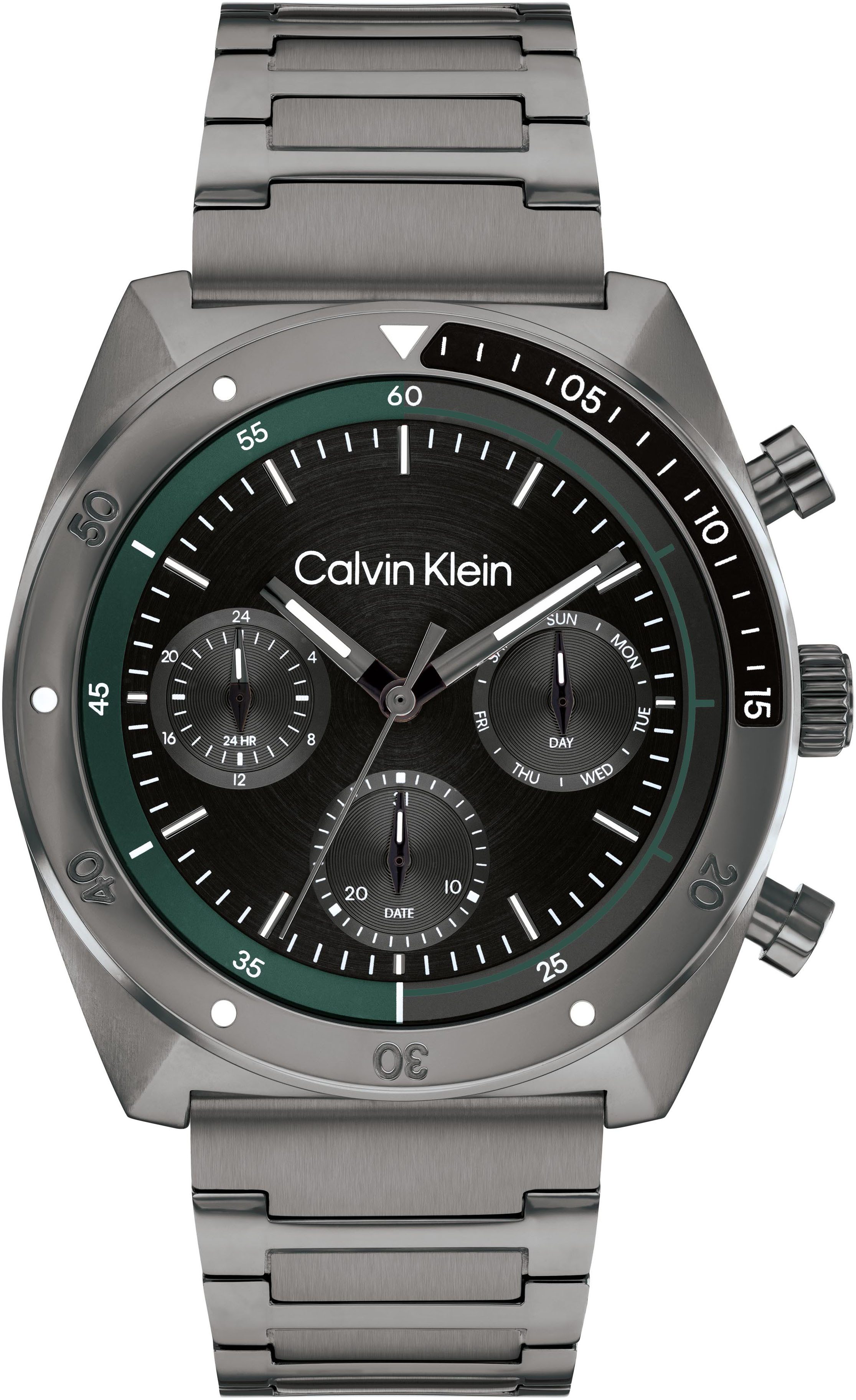 Calvin Klein Multifunktionsuhr CK FLEX 25200466, Armbanduhr, Quarzuhr, Herrenuhr, Tag, Wochentag, Edelstahlarmband