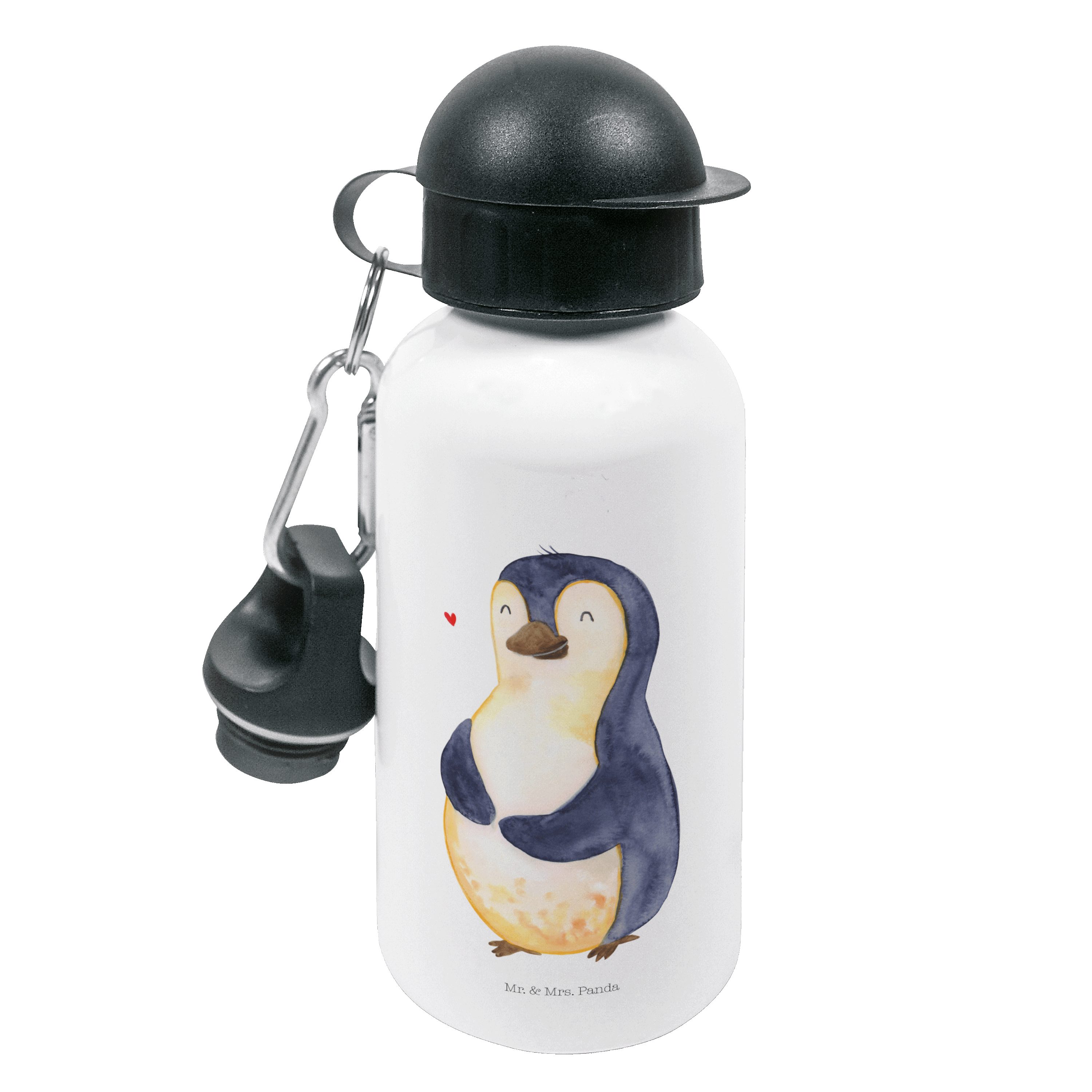 Mr. & Mrs. Panda Trinkflasche Pinguin Diät - Weiß - Geschenk, Kindertrinkflasche, Mädchen, Kinder, Bruch- und auslaufsicher
