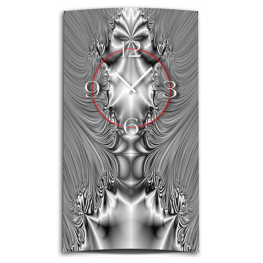 dixtime Wanduhr Psychedelic silbergrau Designer Wanduhr modernes Wanduhren Design (Einzigartige 3D-Optik aus 4mm Alu-Dibond)