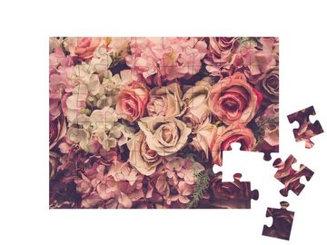 puzzleYOU Puzzle Rosa Rosen, 48 Puzzleteile, puzzleYOU-Kollektionen Rosen, Flora, Blumen, 500 Teile, Schwierig
