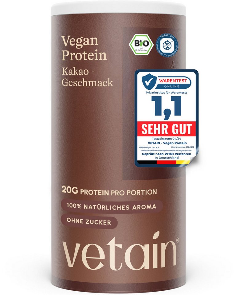 VETAIN Protein Pulver Vegan - Bio Protein Pulver, 540 g, Fermentiertes Erbsenprotein, ohne Stevia, Sucralose & Aspartam