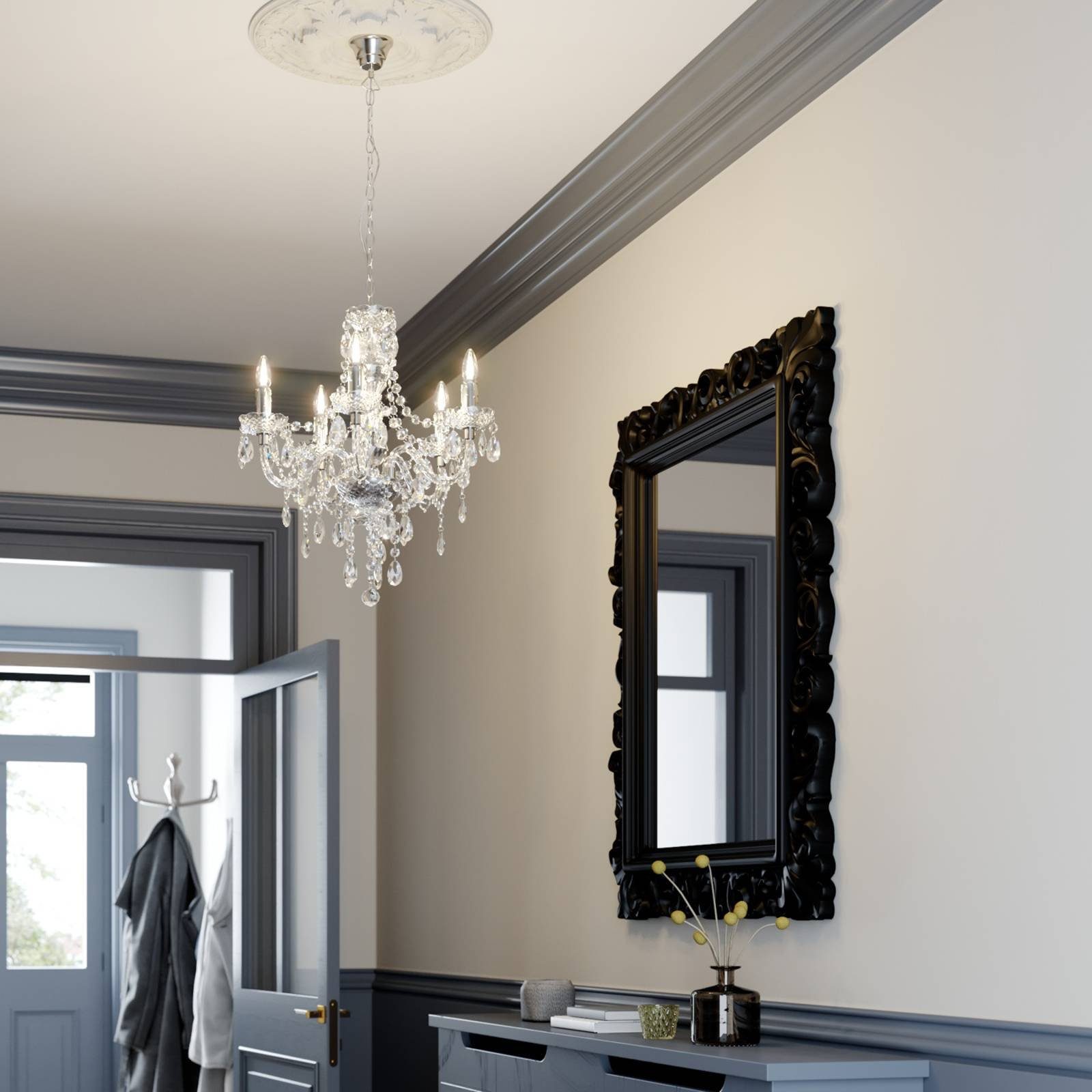 Lindby Kronleuchter Merida, Transparent IP20, 5 x 40 W