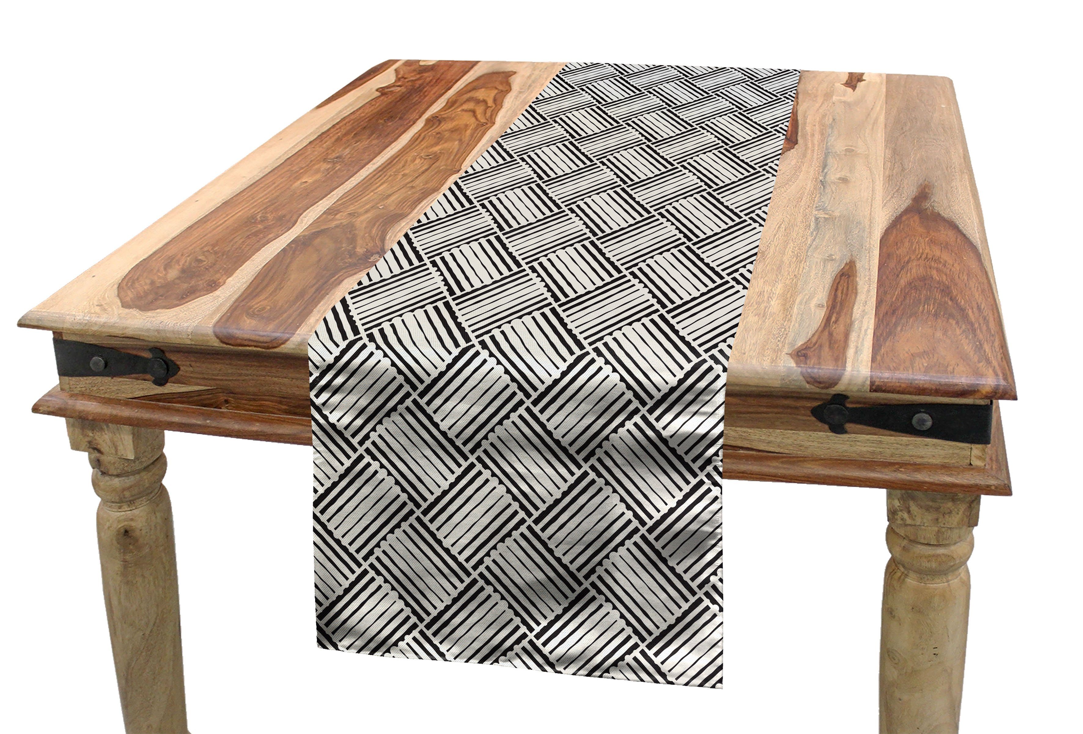 Abakuhaus Tischläufer Esszimmer Küche Rechteckiger Dekorativer Tischläufer, Geometrisch freihändig Stripes