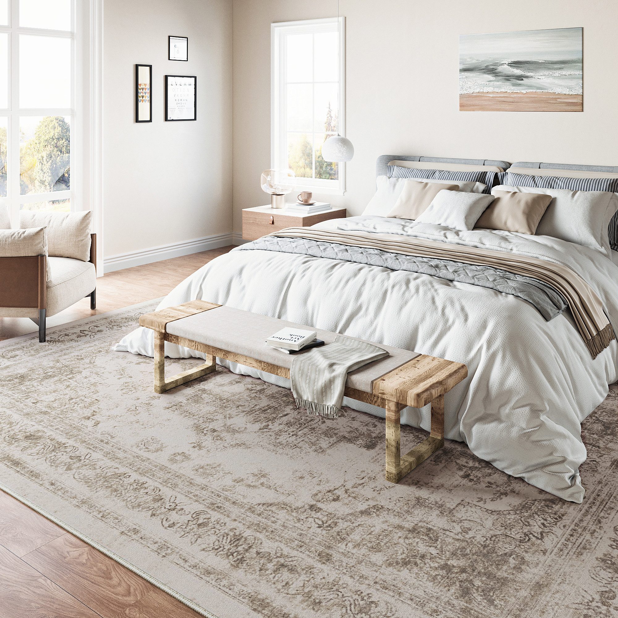 PURECOZY Teppich Wohnzimmerteppich, rutschfester Teppich, waschbar, rechteckig, Höhe: 5 mm, für Wohnzimmer, Vintage, rutschfest, 160x230cm