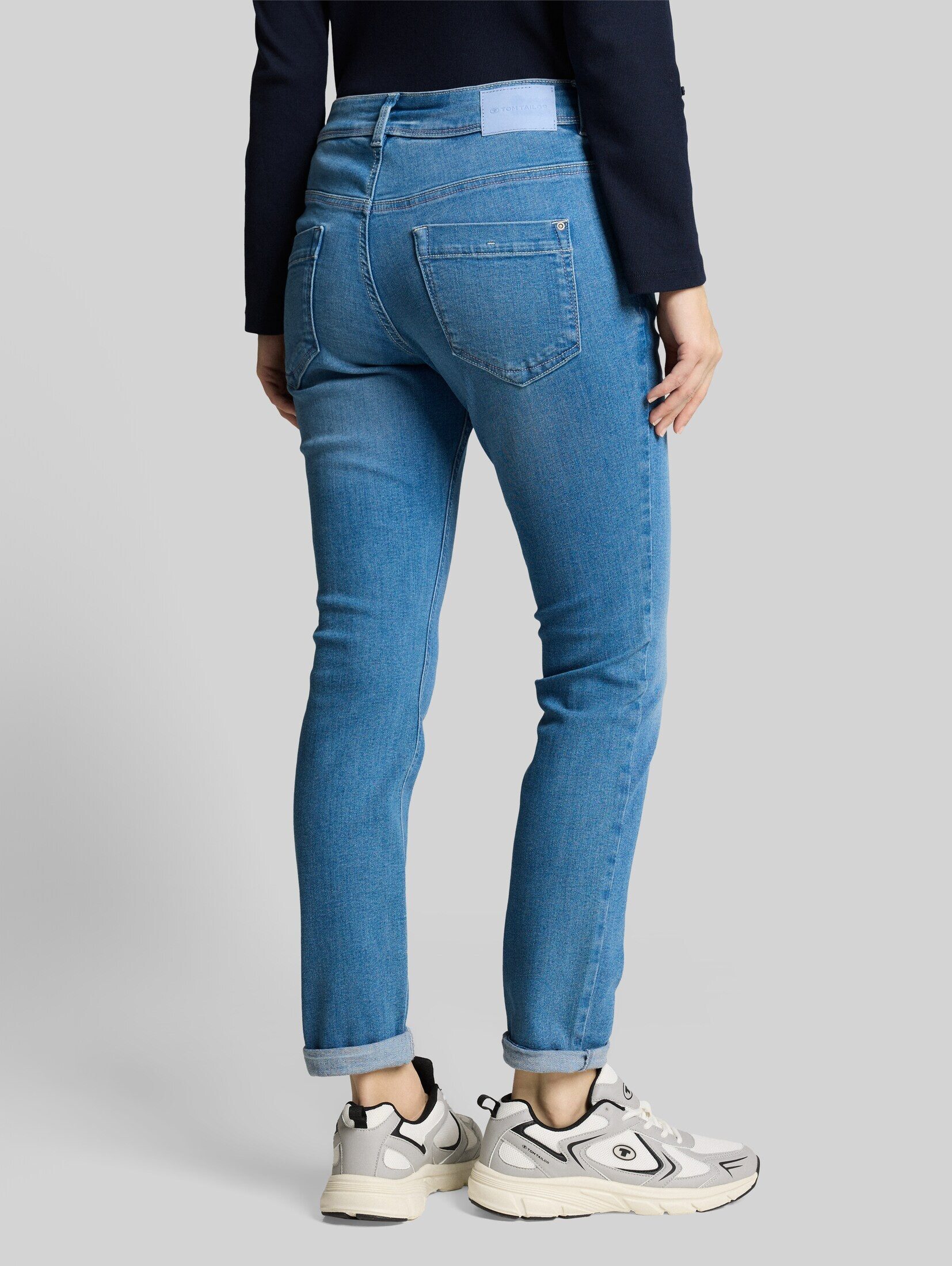 TOM TAILOR Tapered-fit-Jeans Jeanshosen TTMAYA TAPERED Stretch Jeans mit Kordelzug – Bild 4 von 5