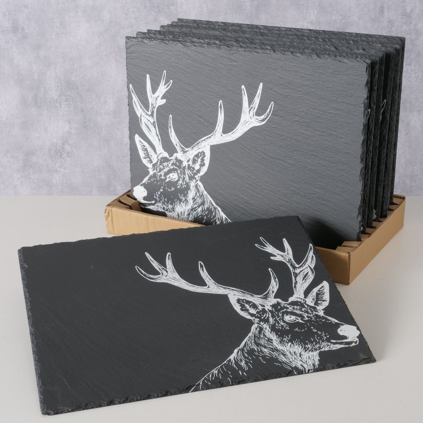 BOLTZE Platzset 2er Schiefer-Tischset St. Moritz mit Hirsch Landhausstil, A günstig online kaufen